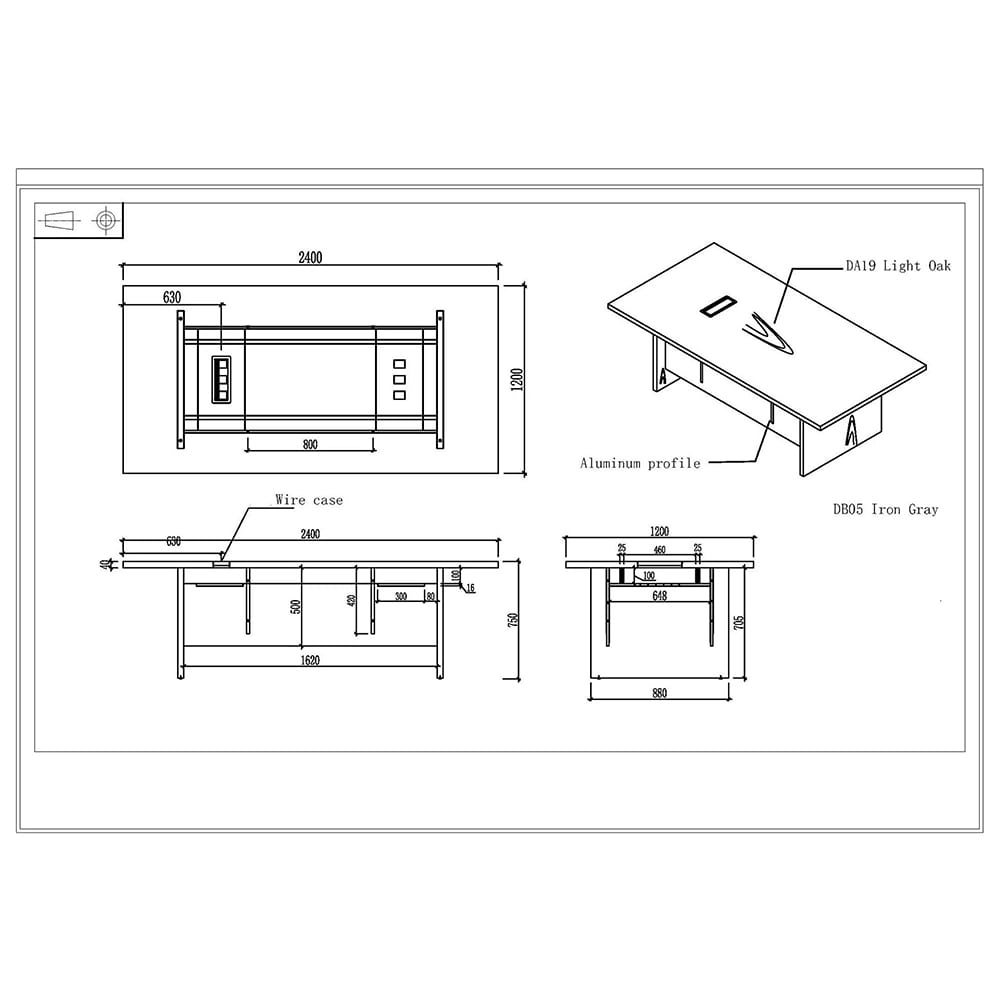 Заседателна маса RFG Milano 240/120/75h светъл дъб-сиво